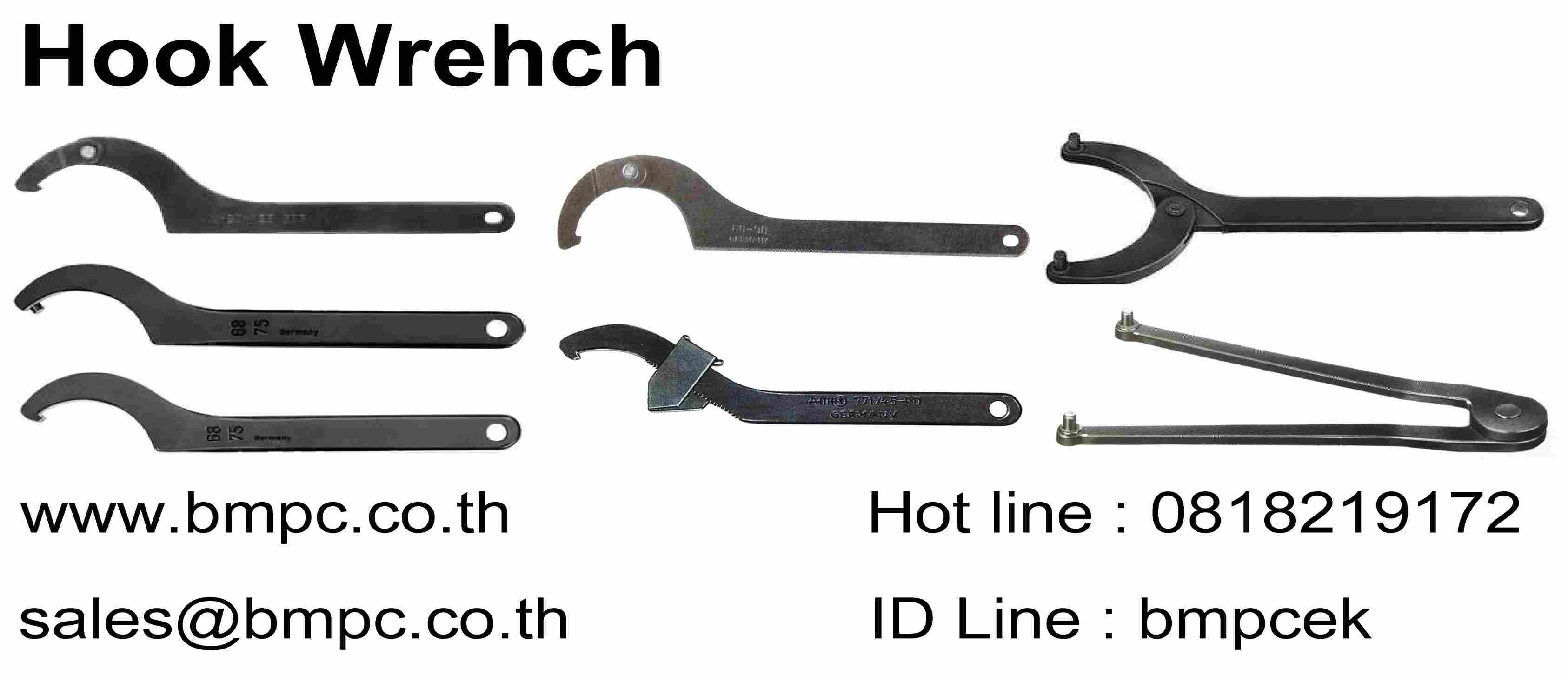 Hing hook wrench with pin, Hook wrench with nose, Fine U NUT tool